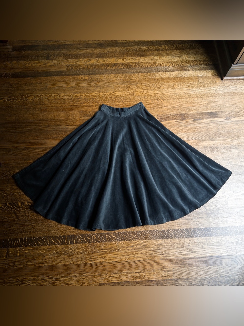 Vintage Corduroy Circle Skirt, High Waisted Fit and Flare Full Midi Skirt